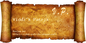 Vidák Patrik névjegykártya